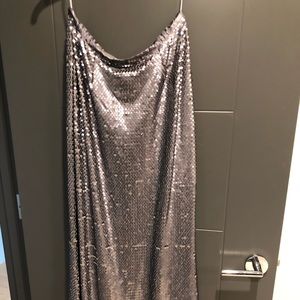 Venus Silver Sequin Maxi Evening skirt